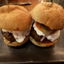 Sarma signature dishes Seven Layer HummusLamb Kofte SlidersFried Chicken with Tahini Remoulade